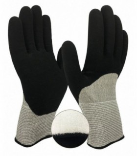Warm cut resistant work gloves, nitrile coated