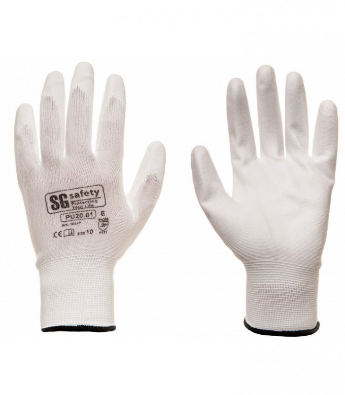 PU coated working gloves, white	