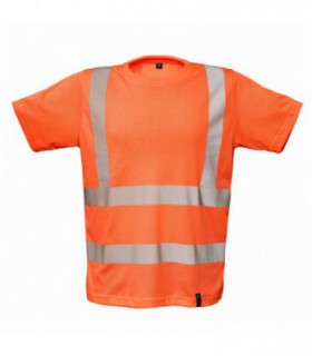 Gerai matomi MESH marškinėliai trumpomis rankovėmis Hi-vis Oranžinė (recycled)