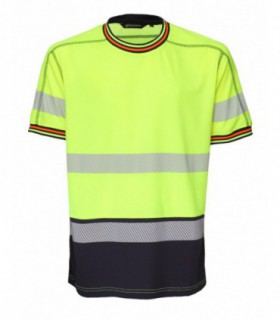 High visible t-shirts with short sleeves Hi-vis Yellow/BoNavy