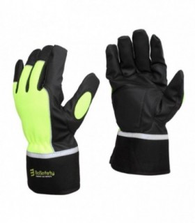 Warm, waterproof gloves with breathable Hipora lining, PU leather, reflective strips (LFM)