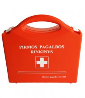 Pirmosios pagalbos rinkinys (vaistinėlė) - plastikinėje dėžutėje (raudona)